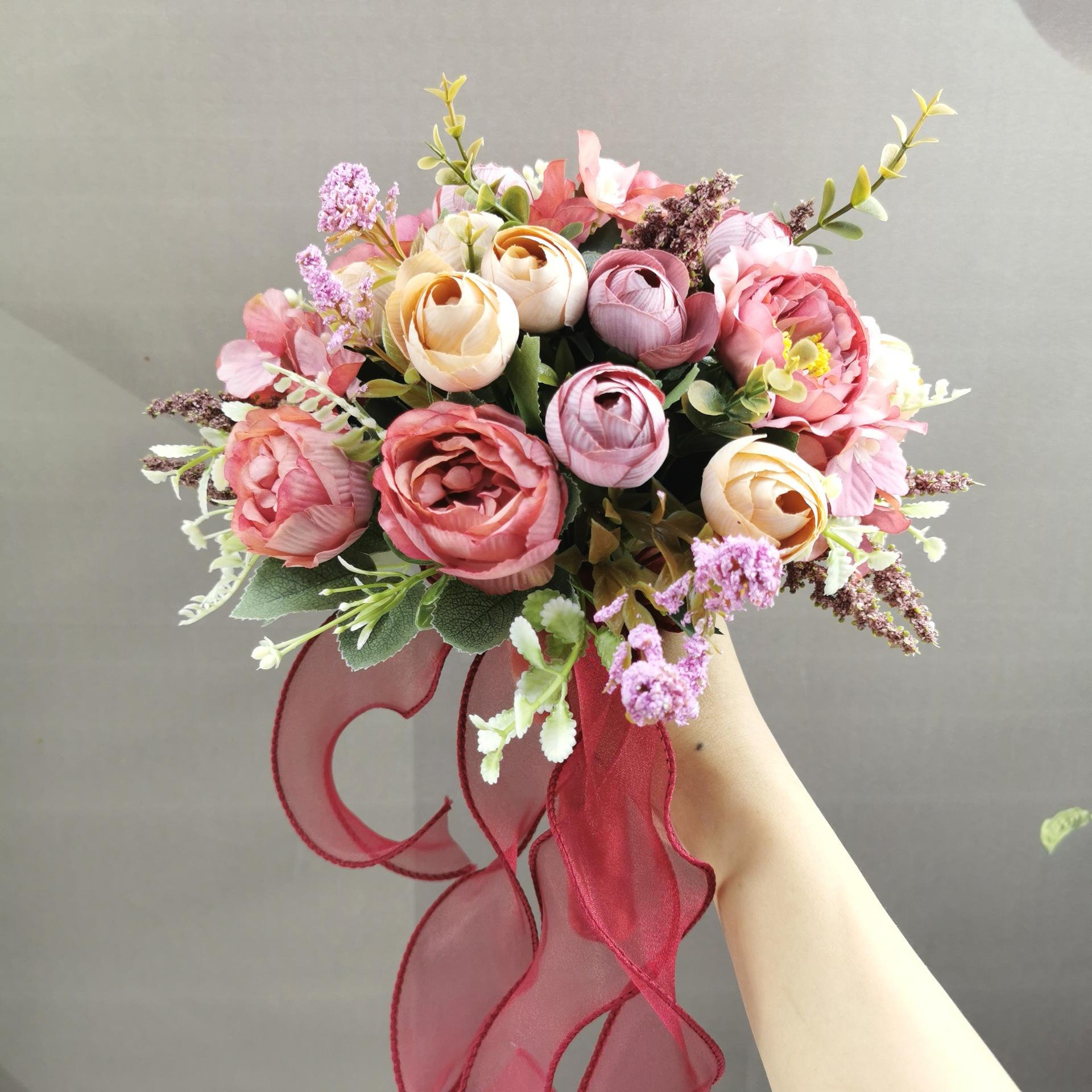 

Свадебные букеты для невесты, подружки невесты, искусственные розы, цветы, гортензия, камелия, свадебный букет для деревенской французской винтажной официальной свадьбы, домашнего декора Style 2