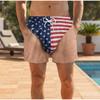 Śmieszne majtki z flagą USA 3D Spodenki plażowe Realistyczne grafiki owłosionych nóg Spodenki kąpielowe Nowość Patriotyczny kostium Spodenki plażowe dla mężczyzn