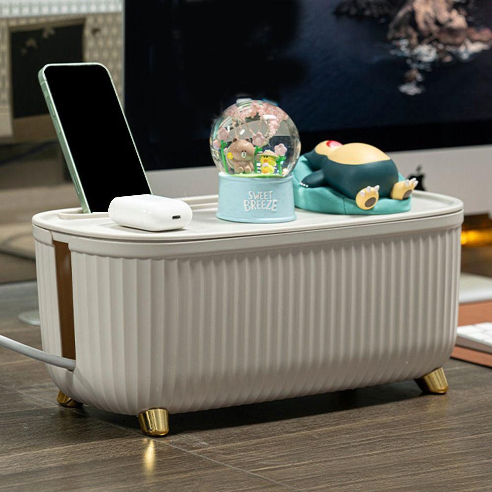 Keep Tidy Stripe Wire Cable Storage Case Plastic Cable Storage Box  Desktop