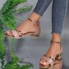 Women Sandals  Casual Shoes Women's Open Toe Summer Gold Shoes Square Female Ankle Strap Low Heels Footwear Woman