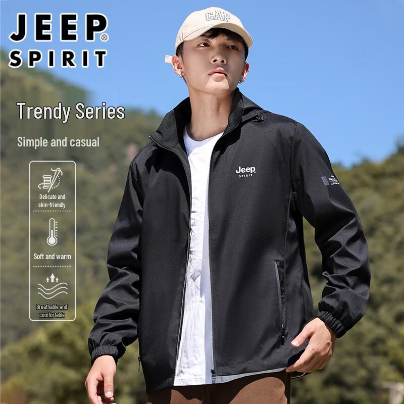 JEEP SPIRIT Men's Autumn/Winter Hooded Outdoor Jacket
