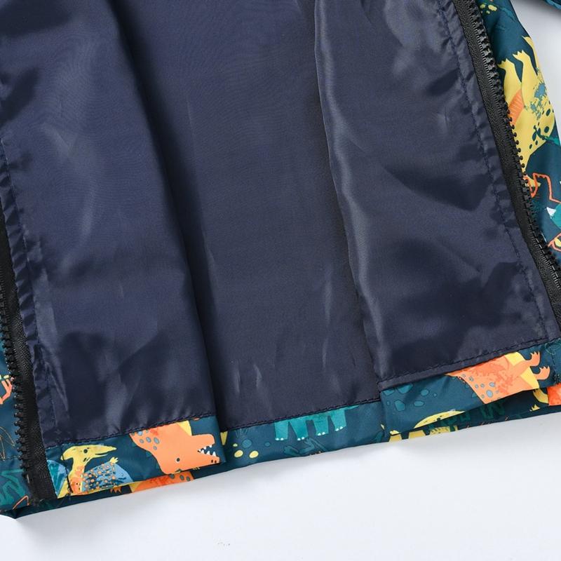 1-8 Jahre Kinder Jungen Cartoon Dinosaurier Bedruckter Kapuzen-Reißverschlussmantel Lässige Jacke