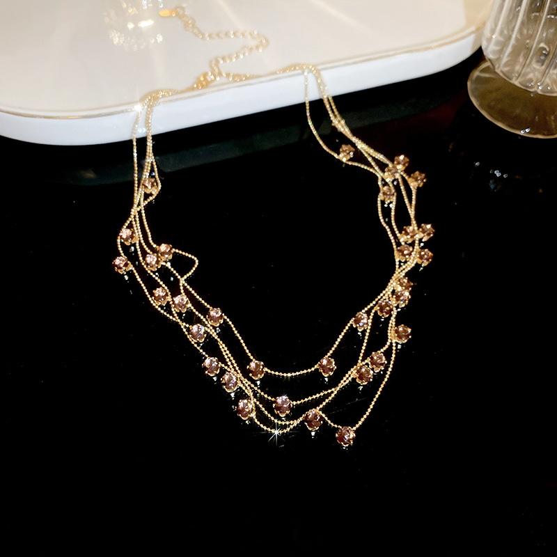 Wind Gypsy Star Round Zircon Multi-layer Stacked Necklace Niche Clavicle Necklace