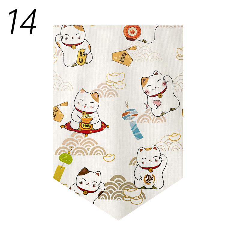 Japanese Style Short Curtain Luck Cat Printed Triangle Flag Kitchen Partition Restaurant Half Curtain Izakaya Sushi Shop Decor