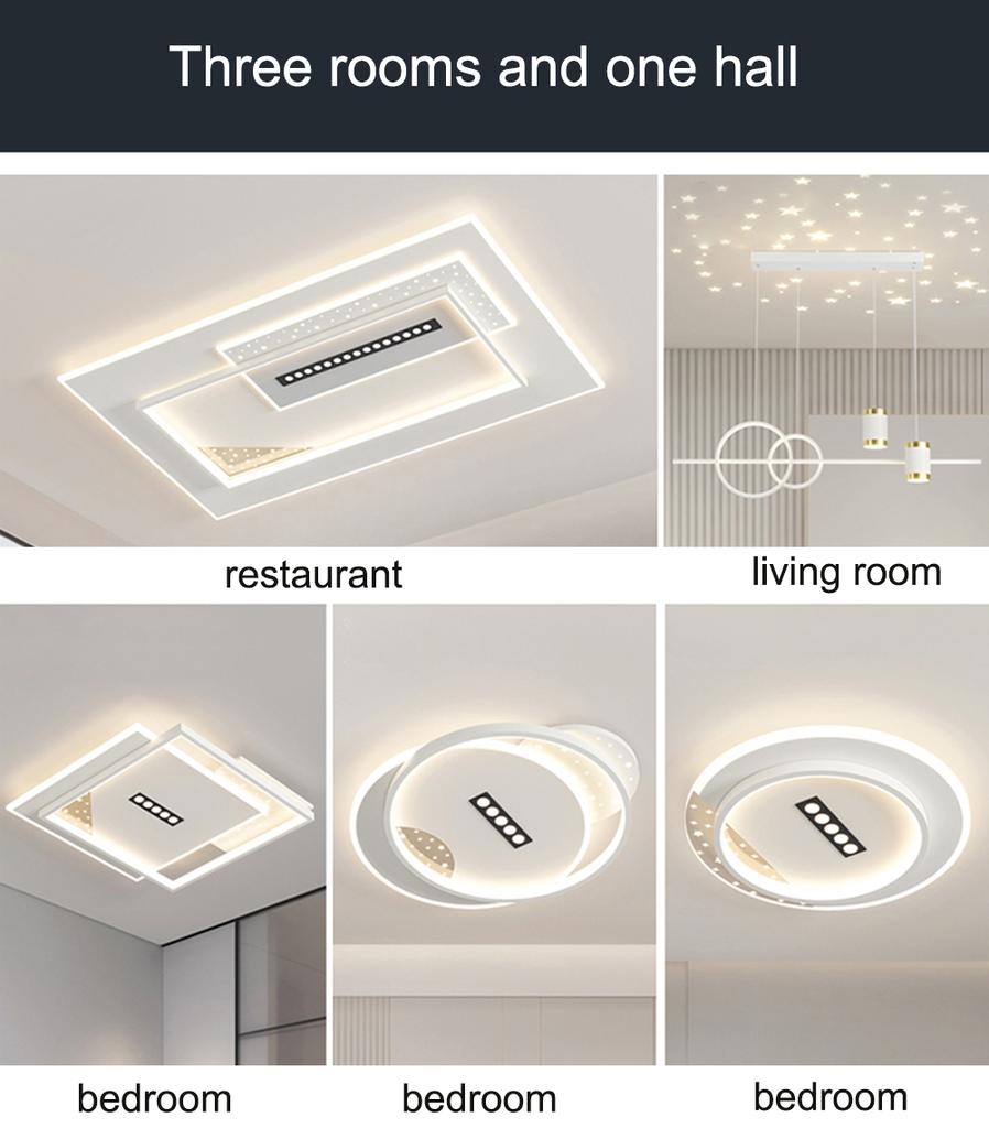 Three-color Dimming Indoor Ceiling Lamp Bedroom Living Room Dining Room Lighting Modern Square Round Ceiling Lamp 110V 220V