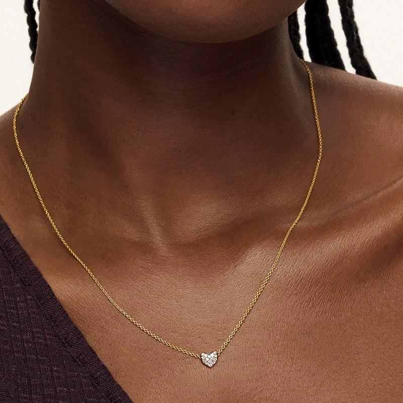 Fashion Jewelry 925 Sterling Silver Simple Heart Pendant Necklace 18K Gold Plated 925 Silver Casual Versatile Necklace for Women
