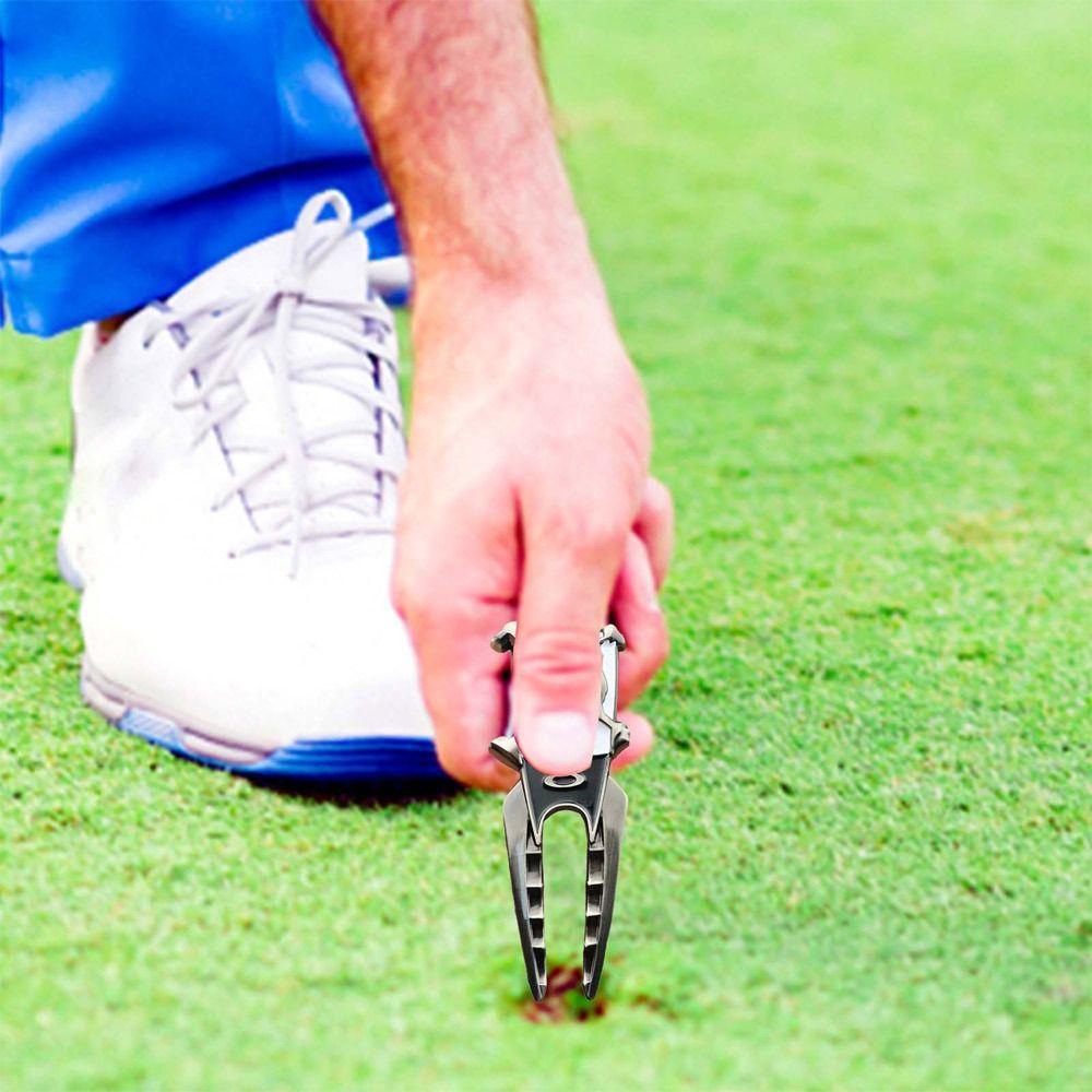 Bærbar treningshjelp i sinklegering Pitch-reparasjonsverktøy Golfgaffelpigger Golf Divot Plenvedlikehold