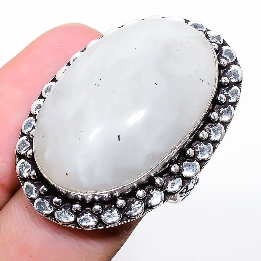 

Подарочное кольцо из стерлингового серебра 925 пробы с натуральным радужным лунным камнем, размер 6 r6w74