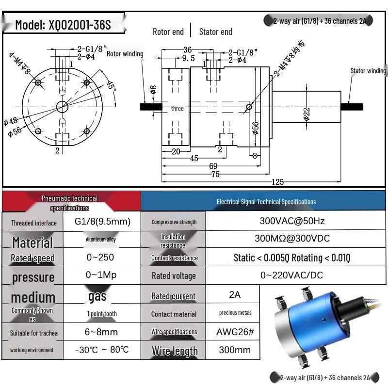 High-Speed 360° Pneumatic-Electric Slip Ring with Multi-Channel Gas-Liquid Integration