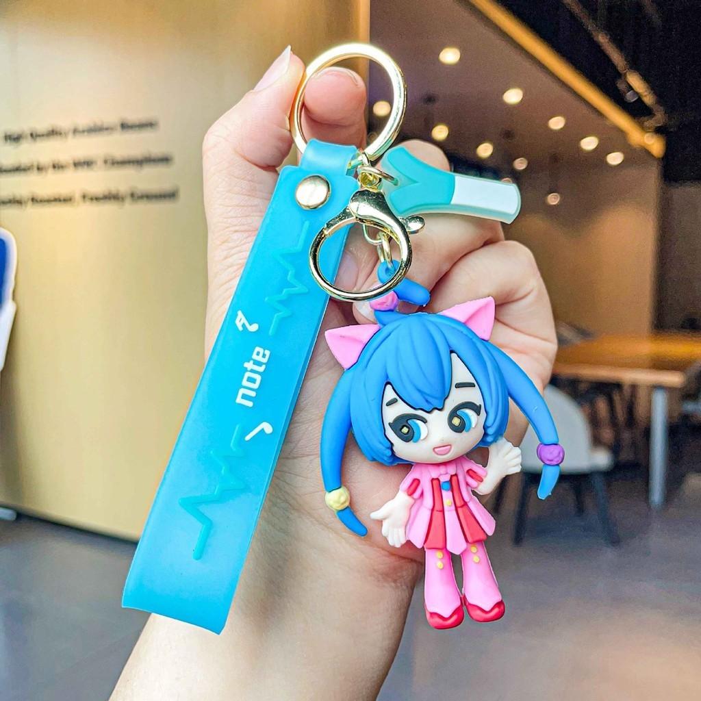 Adorable Miku Hatsune Keychain Cute Cartoon Silicone Bag Charm Car Key Accessory