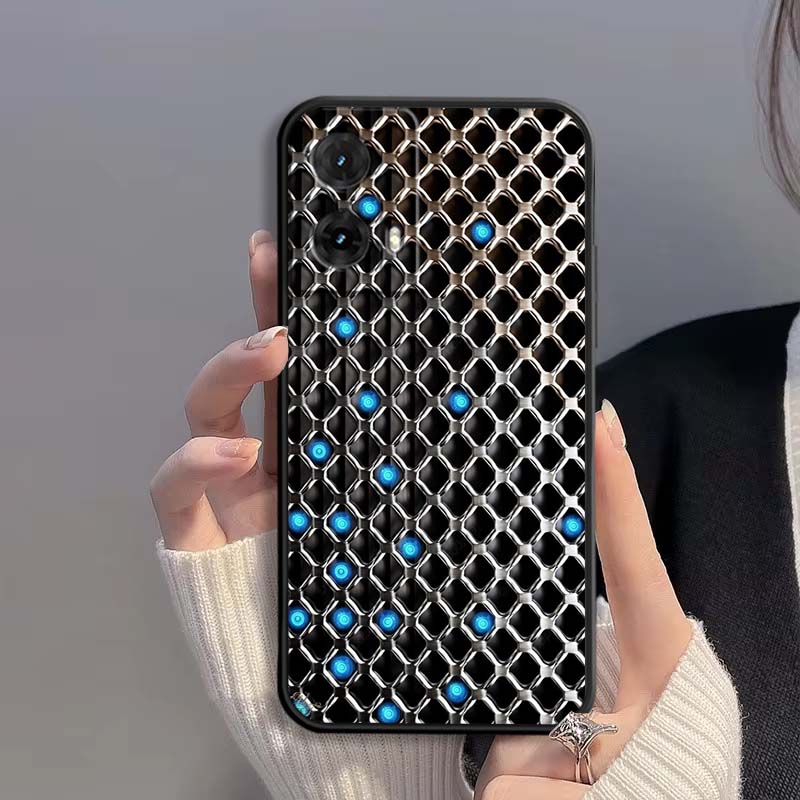 Creative metal style pattern For Motorola G85 Edge 50 G24 G35 G14 G04 40 G72 G34 G G54 G13 G32 5G Black Phone Case