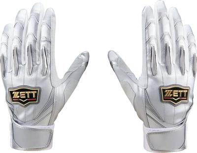 ZETT Pro Status Batting Gloves, Adult, Ambidextrous, BG13011, ZETT Baseball Equipment, Swallow Sports (1311), Silver X White, Size M (24-25cm)