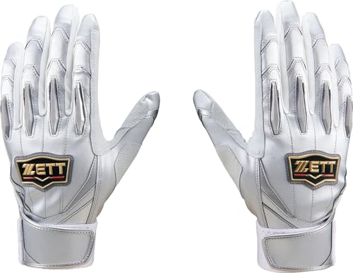 

ZETT Pro Status Batting Gloves, Adult, Ambidextrous, BG13011, ZETT Baseball Equipment, Swallow Sports (1311), Silver x White, Size M (24-25cm)