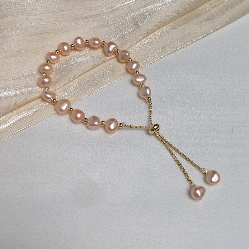 Alien-shaped Freshwater Pearl Bracelet - Pullable Adjustable Bracelet with Pearl Strands