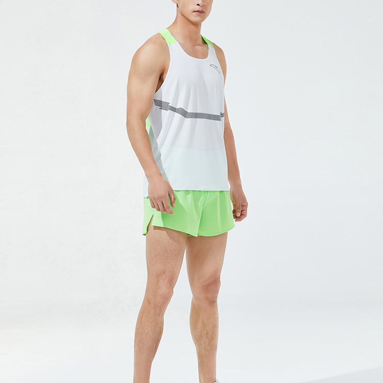 Anta Laufserie Logo Print Buchstaben Rundhals Ärmellose Weste Mittlere Taille Gerade Bein Shorts Set Herren Set 152325201-2