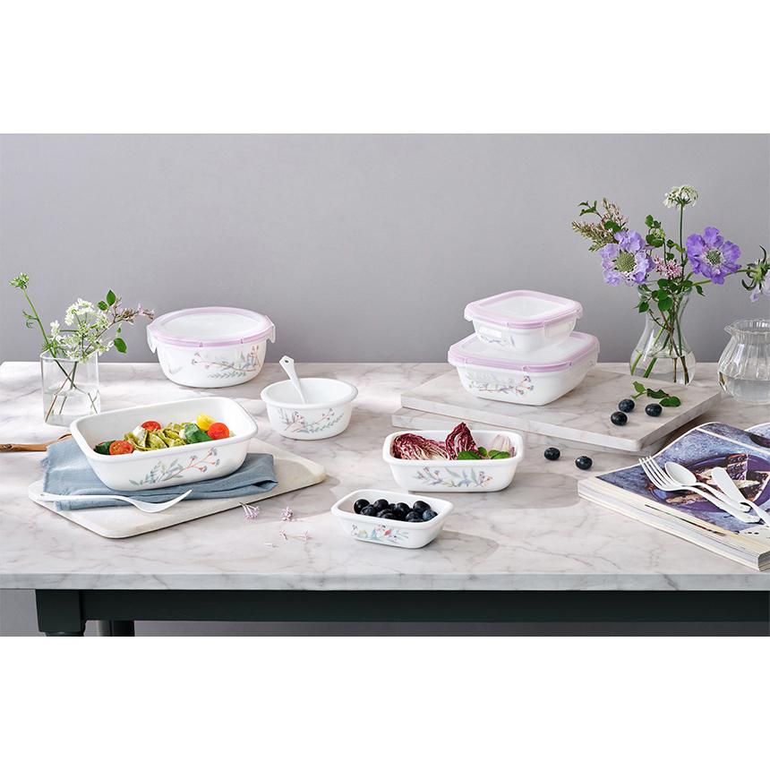 Corelle Monteverde San Jose Square Sealed Food Storage Container 2p (300ml) Dishwasher Oven Safe White