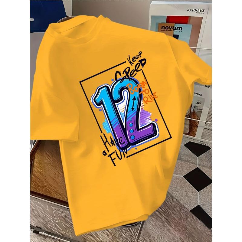 Kids Crewneck Short Sleeve T-Shirt, Fashion Print for Happy 12th Birthday, Born To Love Riding Graphic