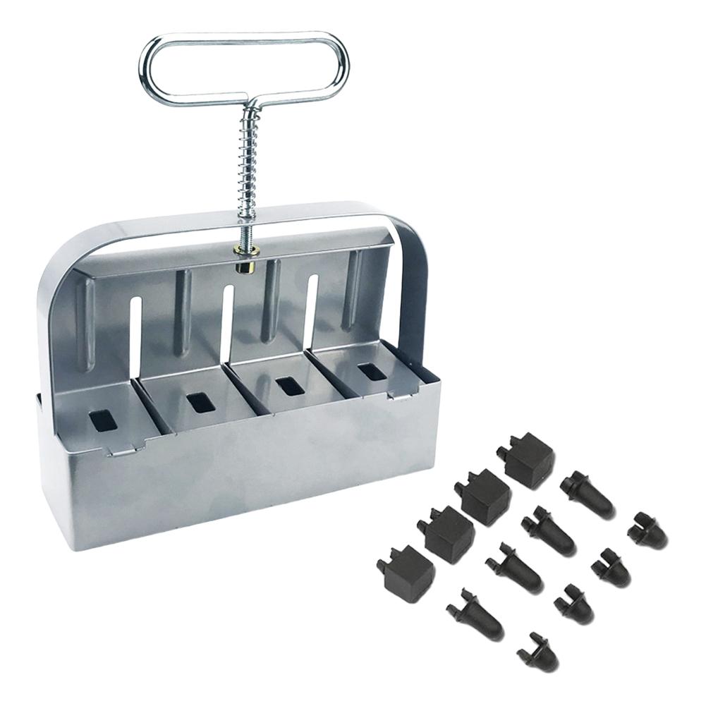 

Soil Block Machine Stainless Steel Handheld Block Maker 4 Cell Manual Soil Blocking Tool with Comfortable Handle for Greenhouses