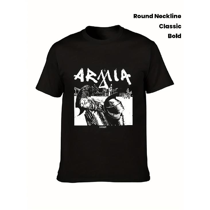 Armia Legenda Herren Heavy Metal Grafik T-Shirt | Schwarzes Band-Shirt für Konzerte, Freizeitkleidung, Maschinenwaschbar, Normale Passform, Rundhalsausschnitt, Leichte Dehnbarkeit