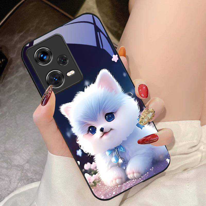 Cățeluș Drăguț Verde Pentru Xiaomi 14 Ultra 13 Lite Redmi Note 13 11 Pro 12 Plus Poco X6 3 Pro F4 6 GT Carcasă Telefon din Sticlă Călită