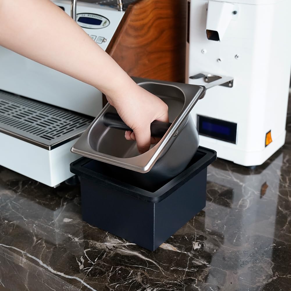 watchget Espresso Coffee Knock Box, Durable Stainless Steel Dump Bin for Coffee Grounds, Removable Non-Slip Base, Coffee Grounds Container for