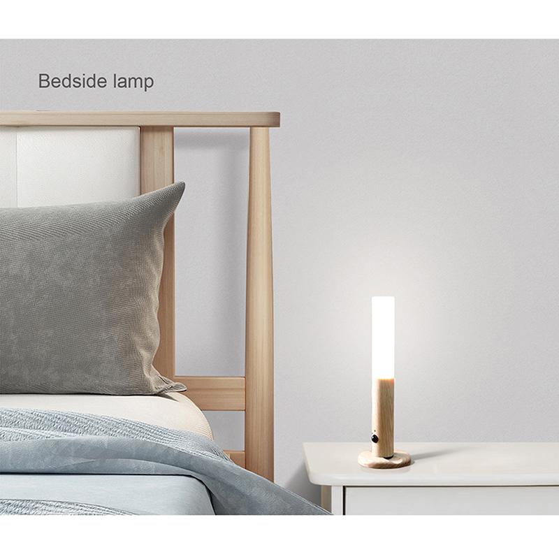 Bewegungssensor Nachtlicht Magnetische Wandleuchte USB Wiederaufladbar Kabellos Treppenhaus Innen Holz Wandleuchte Schrankleuchten
