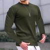 Men's Autumn Waffle Knit Loose Round Neck Long Sleeve Cotton Pullover