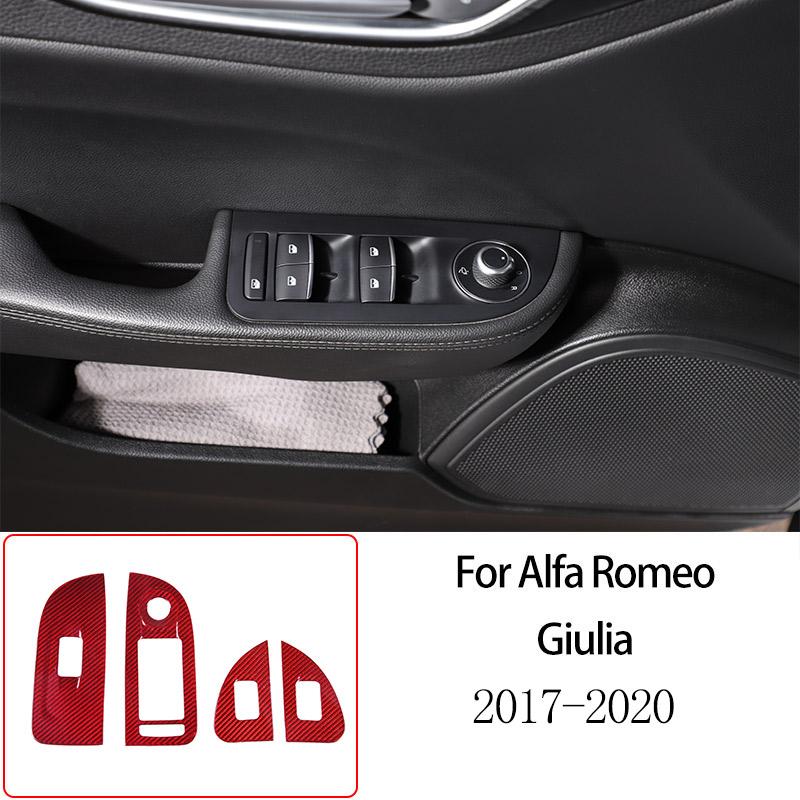 For Alfa Romeo Giulia 2017-2025 Red Real Carbon Fiber Car Interior Trim Sticker Accessories Car Modification