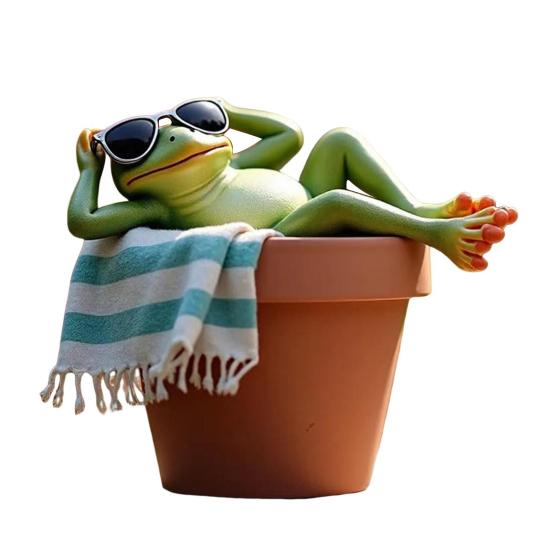 Ornement Grenouille de Jardin Yousheng Résine Résistant aux Intempéries Figurine Grenouille Dessin Animé Statue Grenouille Décoration de Pot de Fleurs Statue Grenouille pour Pot de Fleurs Décoration Extérieure