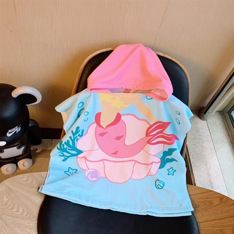 Adorable Cartoon Baby Bath Poncho - Soft, Skin-Friendly, Non-Shedding, Quick-Dry, Absorbent Towel