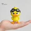 Office Desk Ornaments 3D Printed Angry Yellow Duck Figurine with Detachable Swimming Goggles, Funny Unique Shelf Decorations Statue, Desktop Ornament