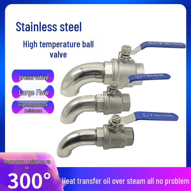 6-Point 1-Inch Elbow Fryer Switch Valve: 304 Stainless Steel, High-Temp Resistant Steam and Oil Drain Faucet.