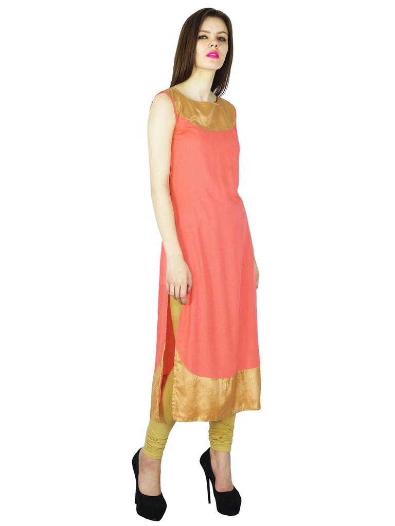 Phagun Bollywood Indian Pink Kurti Kurta Women Designer Casual Top Tunic