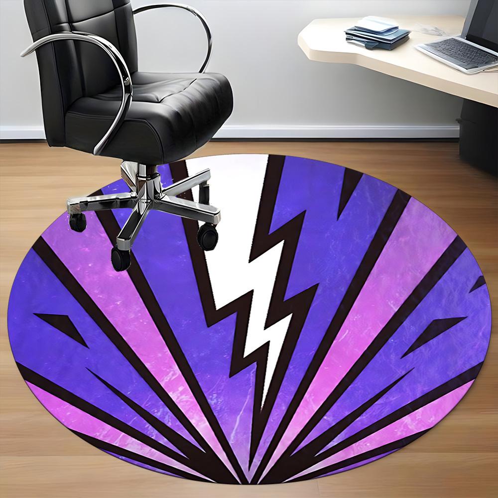 1PC Lightning Bolt Office Round Rug, Non Slip, Soft and Durable Office Rug for Interior Decoration, Perfect for Office