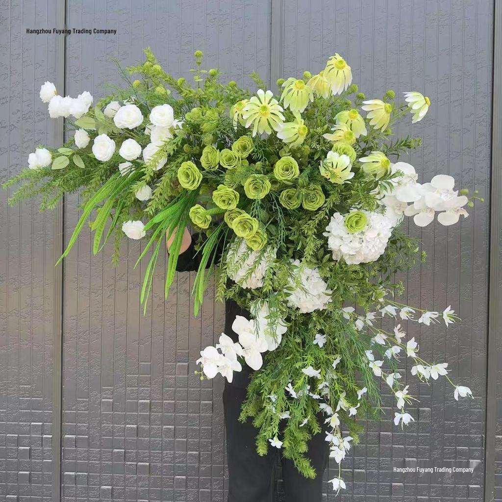 Triangular Silk Flower Wedding Arch Arrangement for Reception Background