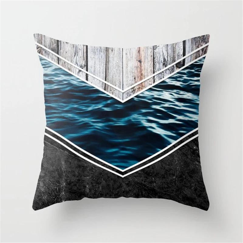 Juste De Coussin Géométrique Pour La Décoration Intérieure, Ferme, Oreiller De Canapé, Bois Créatif, Taie D'oreiller En Marbre Mars, Mode