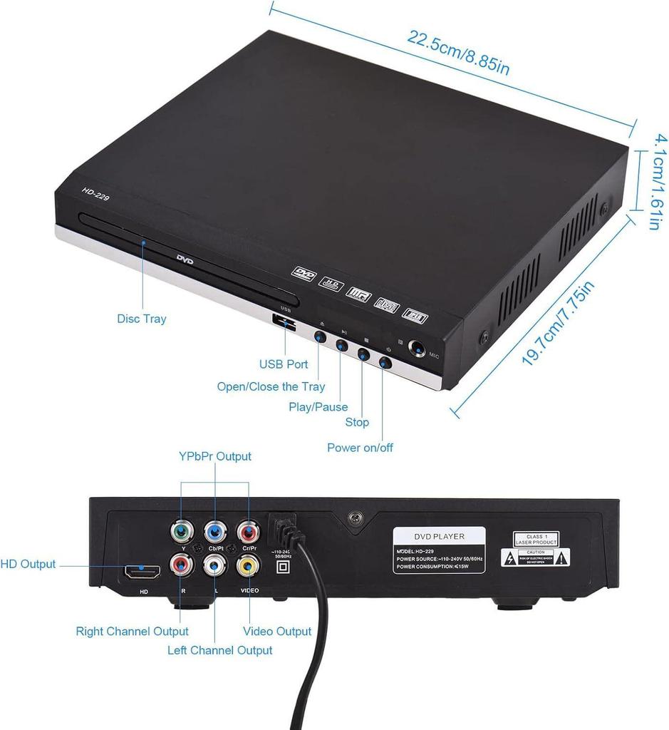 1080P HDMI Home DVD Player for Kids: Compact CD & VCD Compatible Player