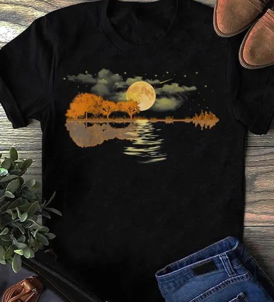 Guitar Lake Reflections T-Shirt: Musician Gift 2XL