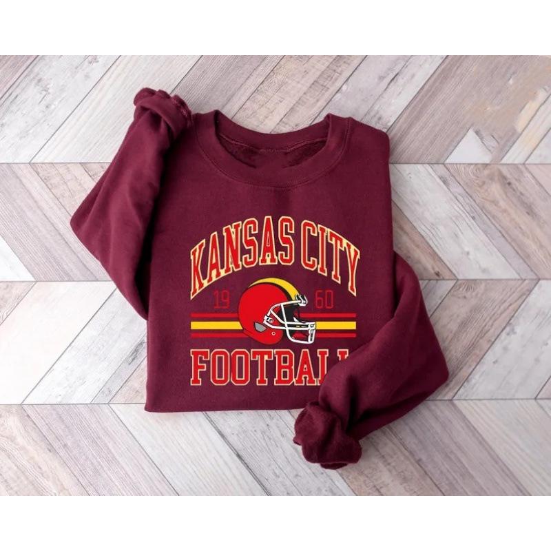 Women's Retro Kansas City Chiefs Crewneck Sweatshirt - Autumn/Winter Casual Long Sleeve Pullover