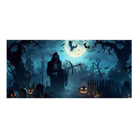 7 X 16ft Halloween Garage Door Cover Large Skeleton Graveyard Hanging Backdrop Door Banner for Halloween Yard Front Porch Wall Decoration