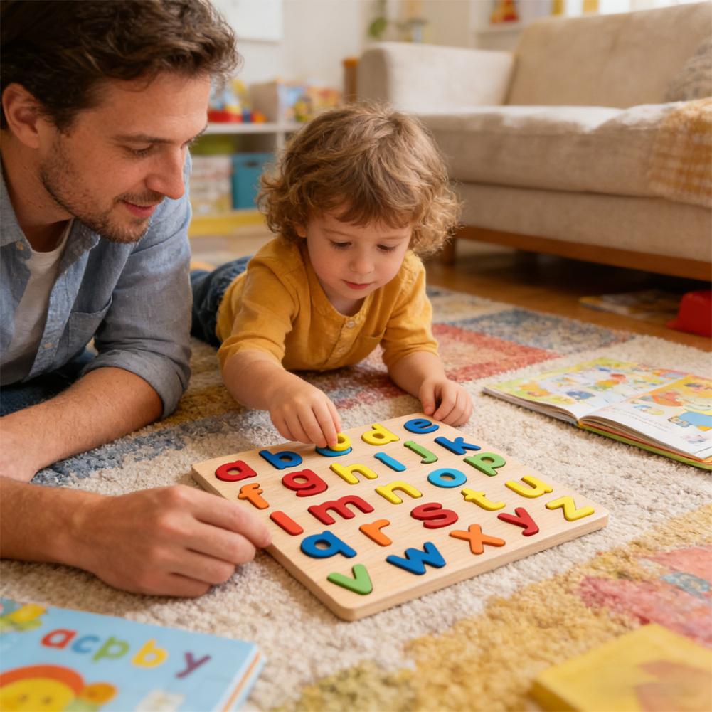 Kinder Kinder, Holz Zahlen Buchstaben Geometrische Formen Puzzle, Handheld Brettspiel Für Englisches Frühes Lernen Lernspiel Spielzeug Puzzlespielzeug T7j2