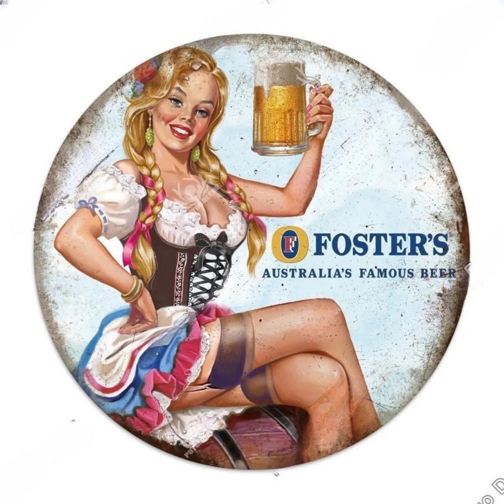 Vintage Retro Beer Rum Brand Round Tin Sign Set Classic Alcoholic Beverage Wall Decor for Bar Pub Man Cave Kitchen Home Beer