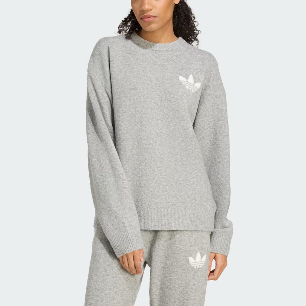Adidas Originals FW25 Pletený svetr s kulatým výstřihem, volný, hřejivý, dámský svetr KF2341