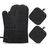 Cotton Silicone Oven Mitts Heat Non-Slip Barbecue Gloves Kitchen Oven Gloves Potholders 1 Pair Oven Mitts 2 Pot Holders