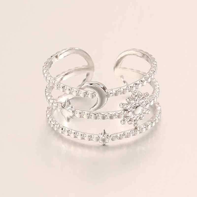 Popular Fashion Stainless Steel Heart-shaped Open Ring for Women, Light Luxury, Niche, High-end Style Finger Ring, 18K Gold Ring