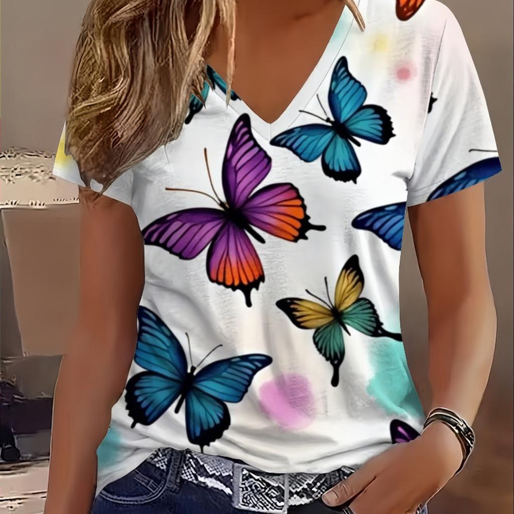 Women's Summer V-Neck Short Sleeve T-Shirt