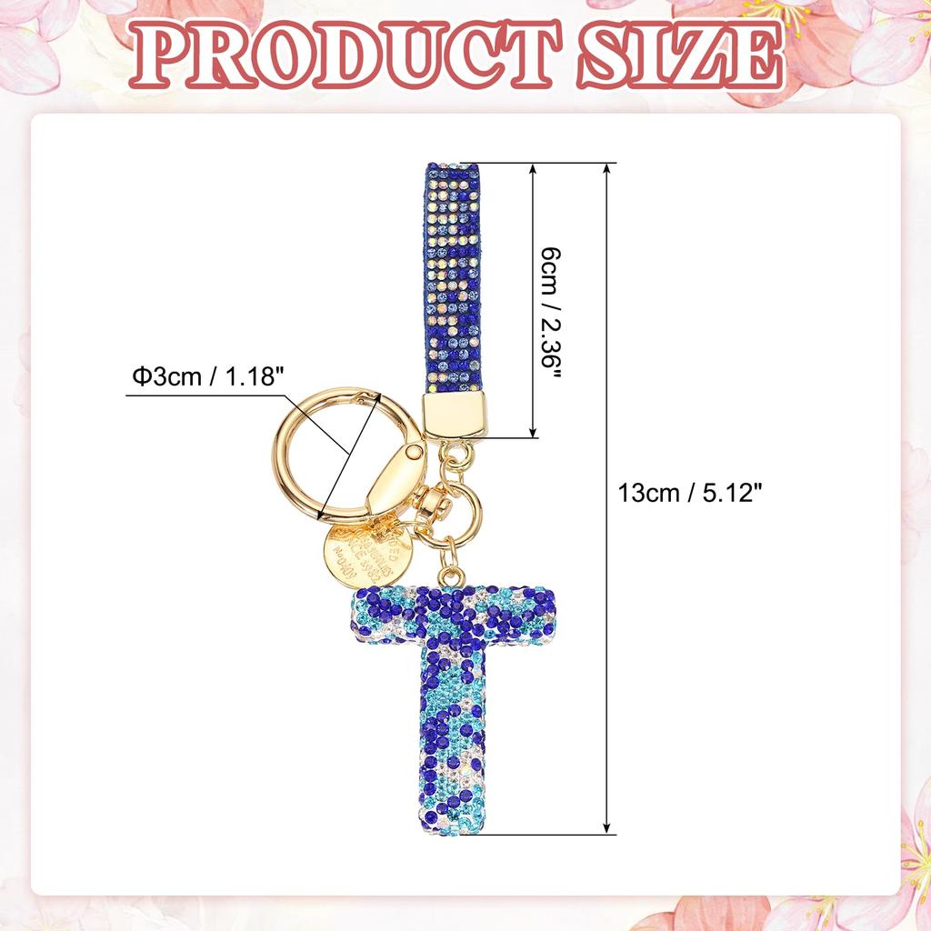 [PATIKIL] Initial Letter Keychain, Gift Bling Letter T Keychain, Alphabet Key Ring, Handbag Accessory for Women, Shiny and Cute Backpack Bag Car Key
