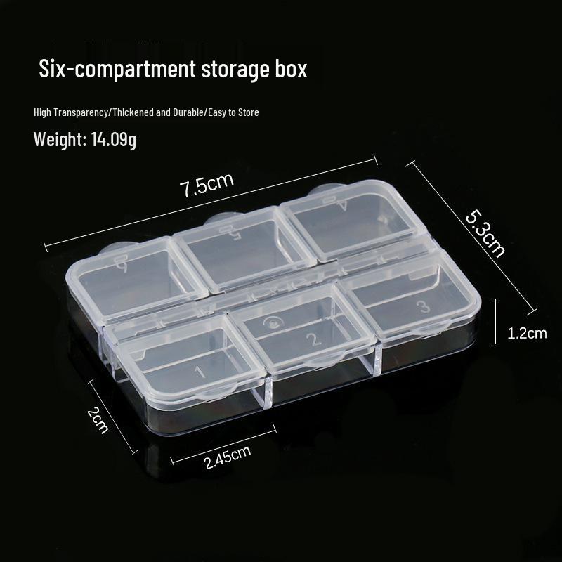 Nail Art Jewelry Organizer 6-Compartment Box with Removable Lids 554₽