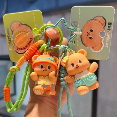 Butterbear Cute Keychain Bag Pendant Accessories Cute Cartoon Butter Bear Car Keychain Ring