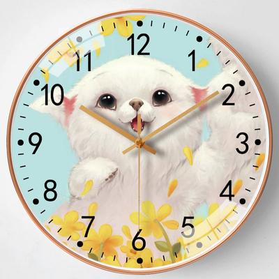 10-Zoll 25cm Kreative Niedliche Katze Wohnzimmer Wanduhr Einfache Wand Quarzuhr Internet-Berühmtheit Stille Uhr Uhrwerk